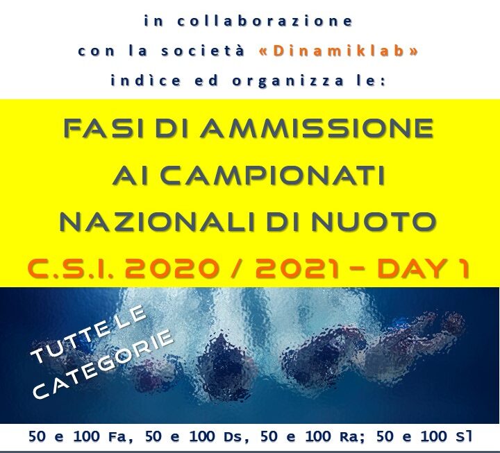 TUTTO PRONTO PER IL NUOTO C.S.I. CHE RIPARTIRA’ DA MADDALONI